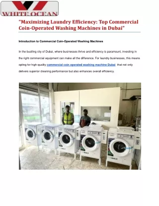 Top Commercial Coin-Operated Washing Machines in Dubai