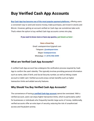 Top Only 1 To Buy Verified Cash App Accounts