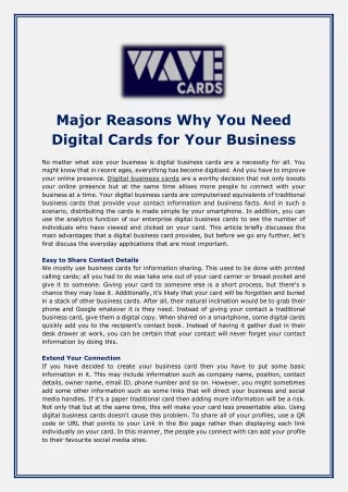 Major Reasons Why You Need Digital Cards for Your Business