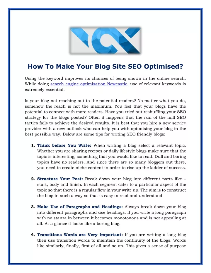 how to make your blog site seo optimised