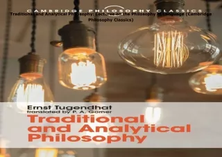get✔️[PDF] Download⚡️ Traditional and Analytical Philosophy: Lectures on the Philosophy of