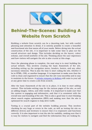 Behind-the-Scenes: Building A Website from Scratch