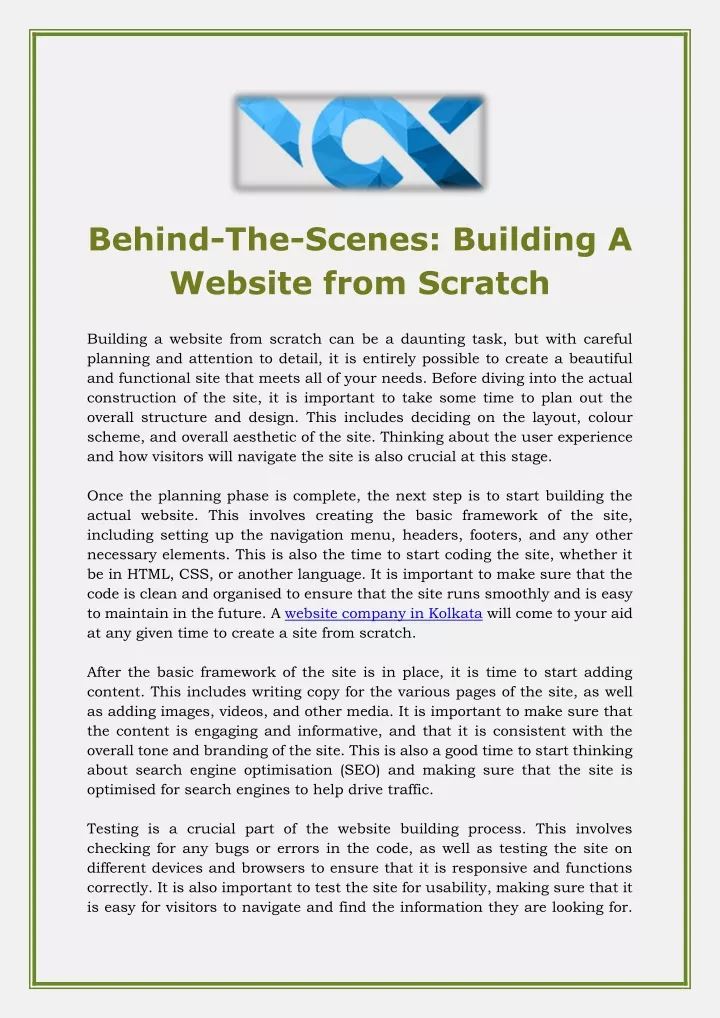 behind the scenes building a website from scratch