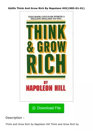 download⚡️ free (✔️pdf✔️) Gülife Think And Grow Rich By Napoleon Hill(1983-01-01)