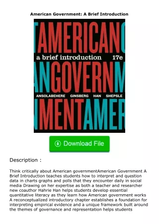 ✔️download⚡️ (pdf) American Government: A Brief Introduction