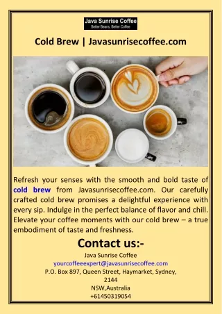 Cold Brew  Javasunrisecoffee.com