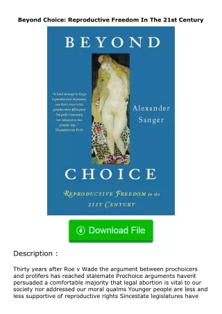 full✔download️⚡(pdf) Beyond Choice: Reproductive Freedom In The 21st Century