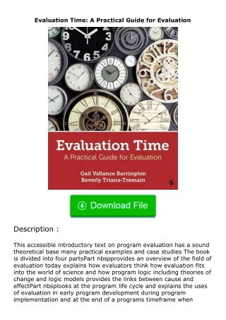 PDF✔Download❤ Evaluation Time: A Practical Guide for Evaluation