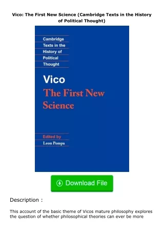 [READ]⚡PDF✔ Vico: The First New Science (Cambridge Texts in the History of Political Thought)