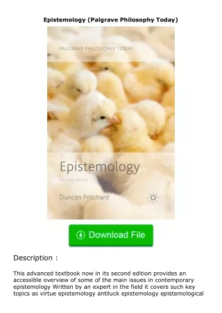 Pdf⚡(read✔online) Epistemology (Palgrave Philosophy Today)