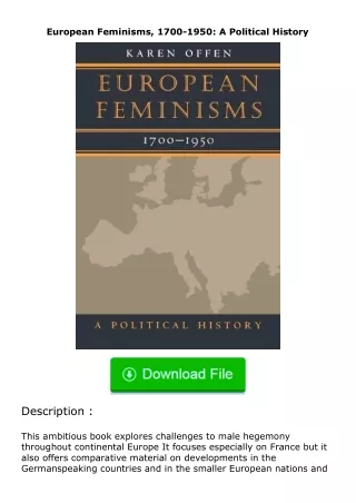 ❤️get (⚡️pdf⚡️) download European Feminisms, 1700-1950: A Political History