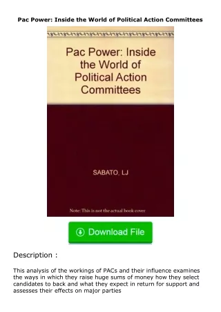 [PDF]❤READ⚡ Pac Power: Inside the World of Political Action Committees