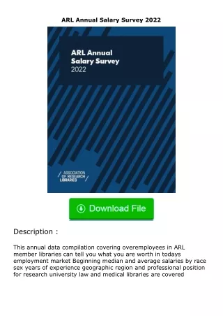 Download❤[READ]✔ ARL Annual Salary Survey 2022