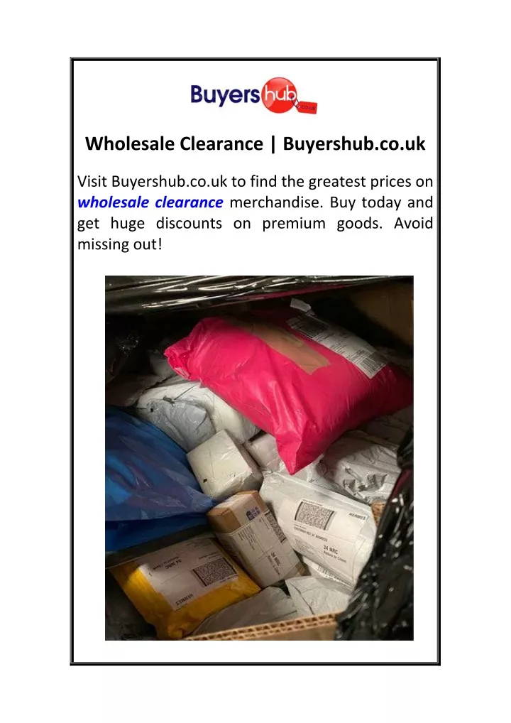 wholesale clearance buyershub co uk