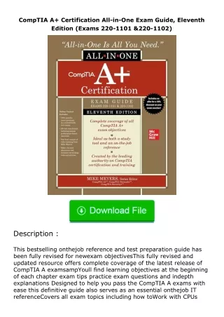 Download⚡(PDF)❤ CompTIA A+ Certification All-in-One Exam Guide, Eleventh Edition (Exams 220-1101 & 220-1102)