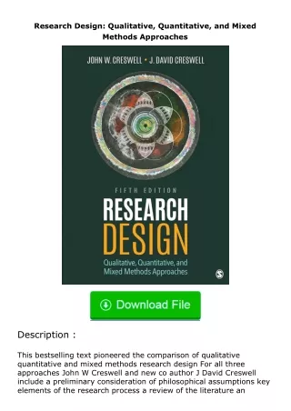 PDF✔Download❤ Research Design: Qualitative, Quantitative, and Mixed Methods Approaches