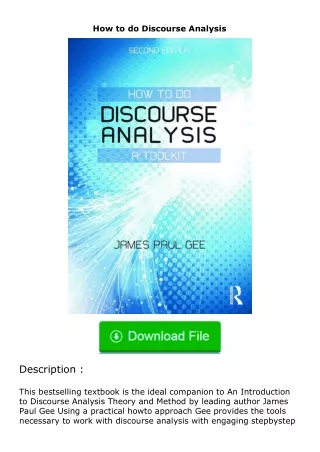 ❤PDF⚡ How to do Discourse Analysis