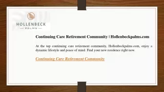 Continuing Care Retirement Community Hollenbeckpalms.com