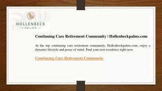 continuing care retirement community