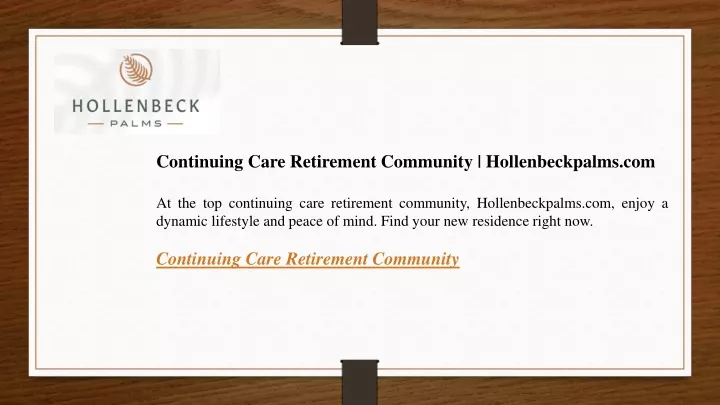 continuing care retirement community