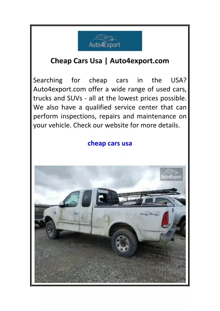 cheap cars usa auto4export com