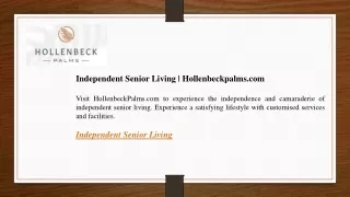 Independent Senior Living Hollenbeckpalms.com