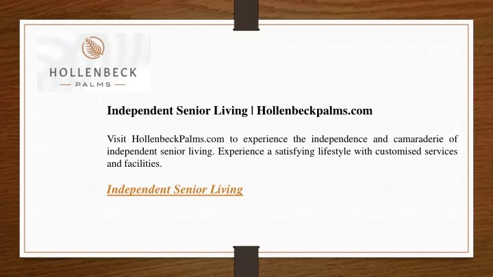 independent senior living hollenbeckpalms
