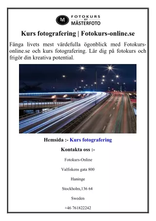 Kurs fotografering  Fotokurs-online.se