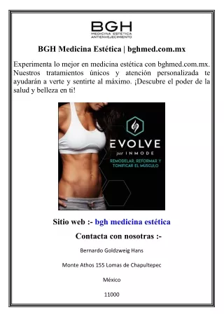 BGH Medicina Estética    bghmed.com.mx