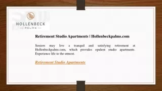 Retirement Studio Apartments Hollenbeckpalms.com
