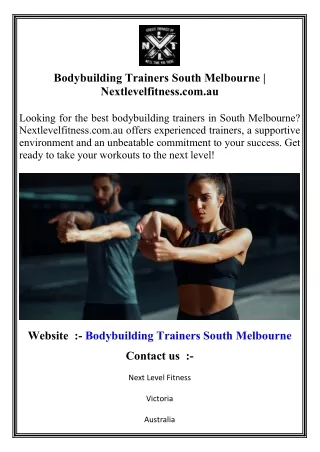 Bodybuilding Trainers South Melbourne   Nextlevelfitness.com.au