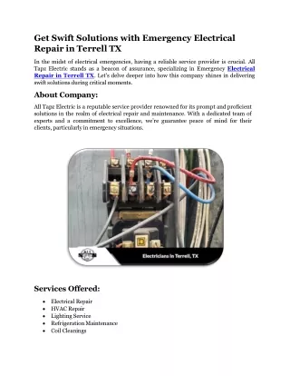 Emergency Electrical Repair in Terrell TX | All Tapz Electric
