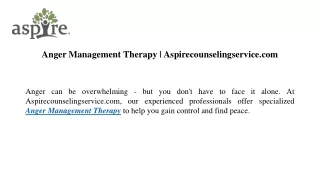 Anger Management Therapy Aspirecounselingservice.com