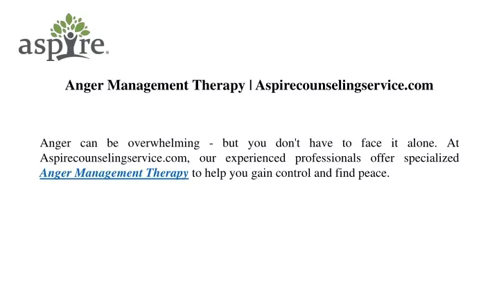 anger management therapy aspirecounselingservice