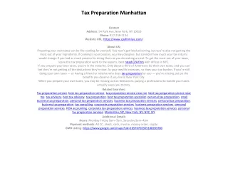 Tax Preparation Manhattan