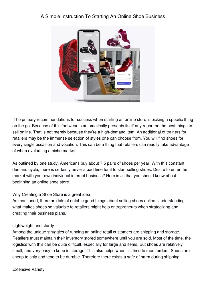 a simple instruction to starting an online shoe