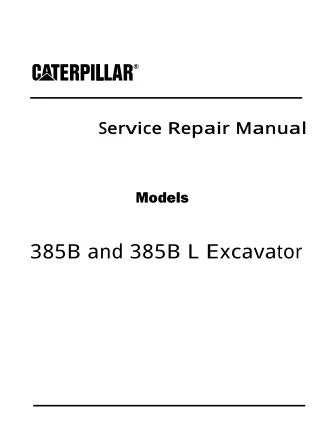 Caterpillar Cat 385B L Excavator (Prefix FDL) Service Repair Manual (FDL00001 and up)