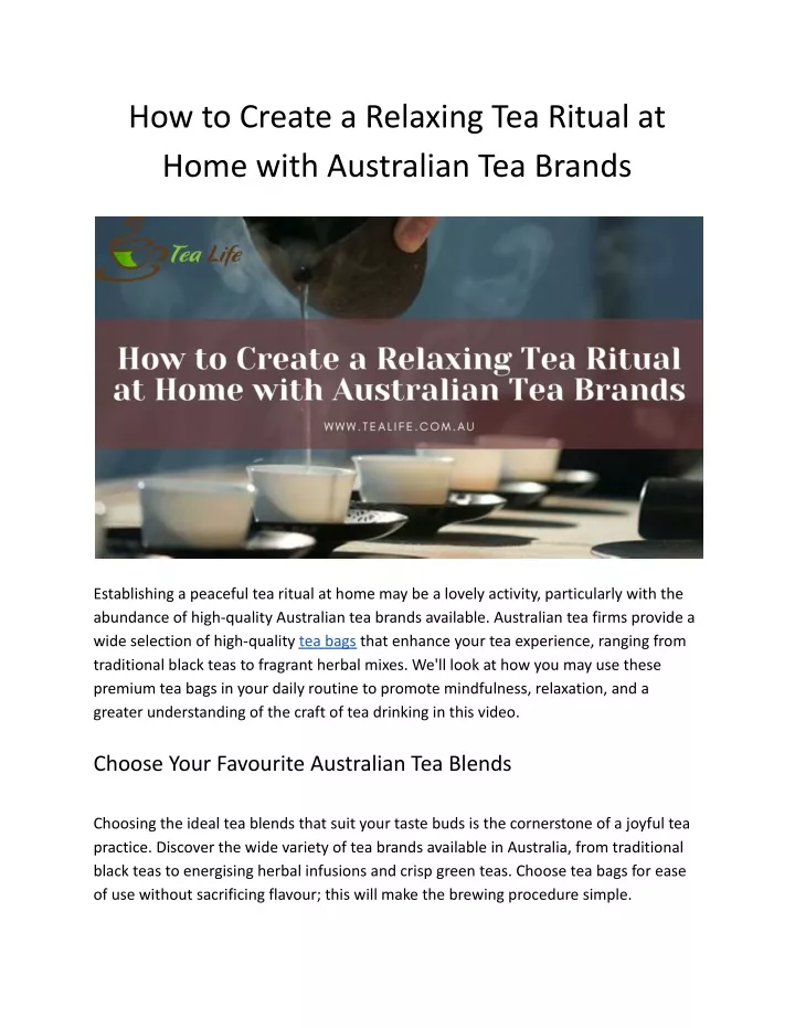 how to create a relaxing tea ritual at home with