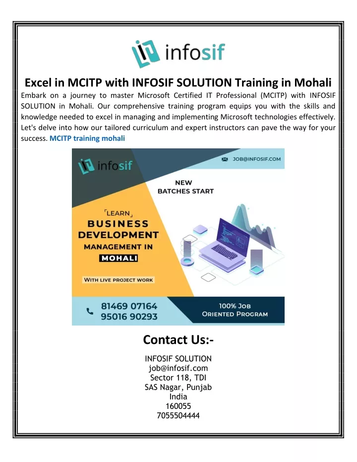 excel in mcitp with infosif solution training