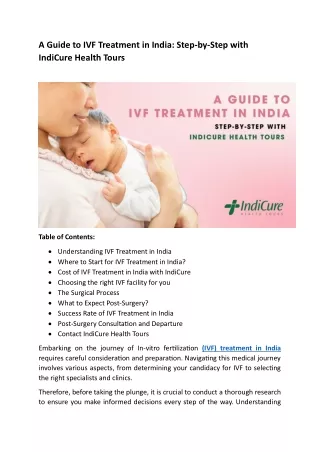 A Guide to IVF Treatment in India Step-by-Step with IndiCure Health Tours