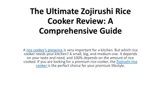 The Ultimate Zojirushi Rice Cooker Review