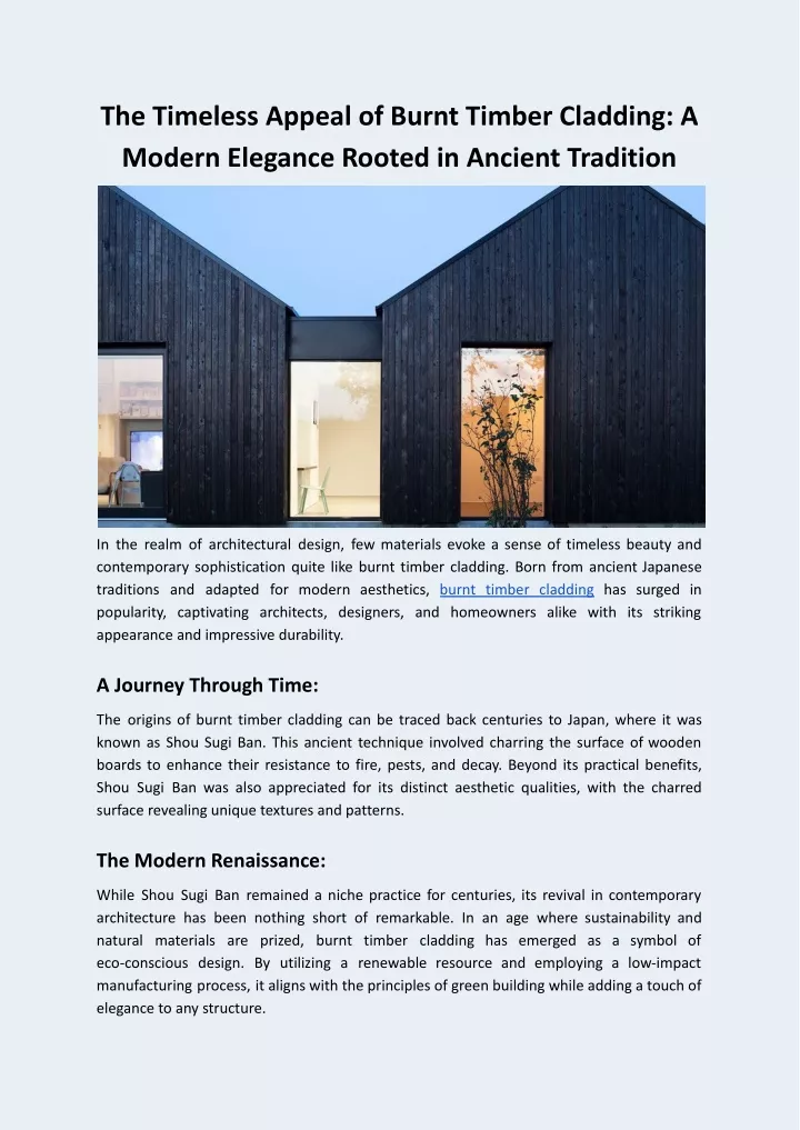 the timeless appeal of burnt timber cladding