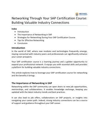 Networking Through Your SAP Certification Course Building Valuable Industry Connections