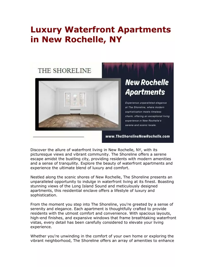 luxury waterfront apartments in new rochelle ny