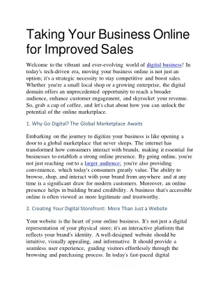 Taking Your Business Online for Improved Sales