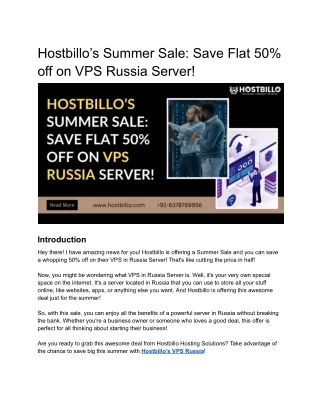 Hostbillo’s Summer Sale Save Flat 50% off on VPS Russia Server!