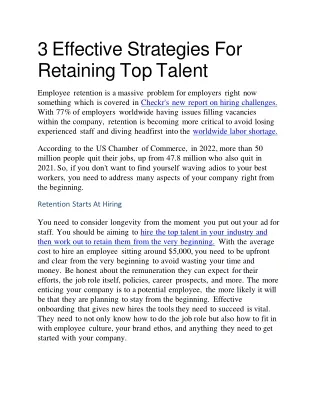 3 Effective Strategies For Retaining Top Talent