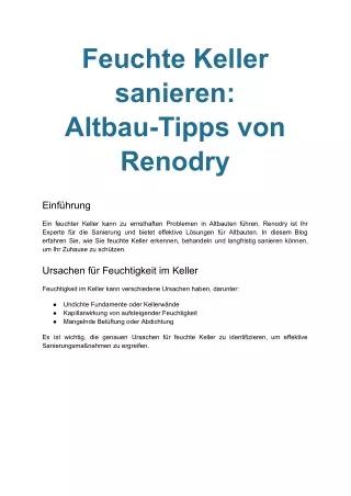 Feuchte Keller sanieren_ Altbau-Tipps von Renodry