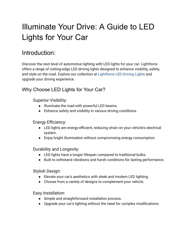 illuminate your drive a guide to led lights