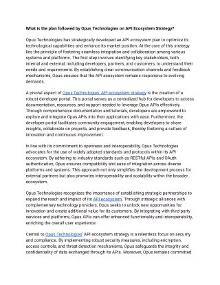 what is the plan followed by opus technologies